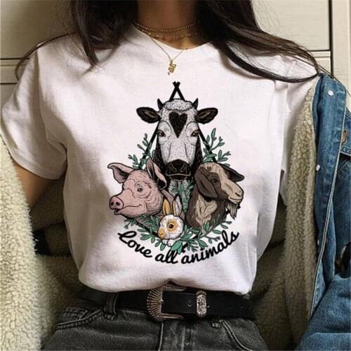 Maycaur Vegan T-Shirt Cute Women Graphic Print Shirt Harajuku Kawaii Tumblr O Neck TShirt Summer Casual Female Short Sleeves Top