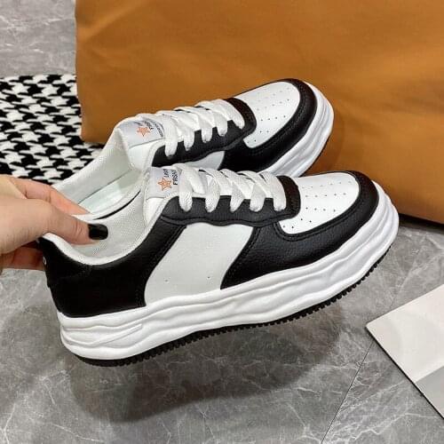 Spring Autumn Women Leather Sneakers Platform Vulcanize Shoes Fashion Woman Casual Flats Lady Running Shoes