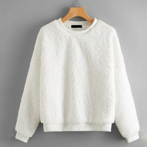 White O-Neck Sweater Autumn Winter Sweet Fashion Long Sleeve Casual Solid Color Pullover pull femme Streewear Casual Tshirt