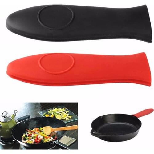 1pc Silicone Heat-Resistance Pan Handle Holder Cover Grip Kitchen Utensil Tool