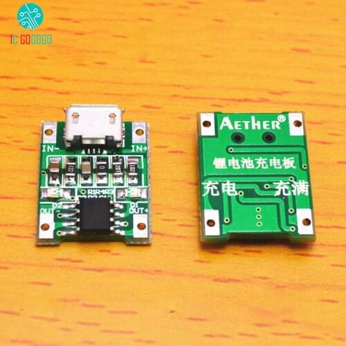 10pcs TP4056 1A Lithium Battery Charger Module Li-ion Lipo Battery Charging Board Charge with MICRO USB interface 1.9*1.4CM