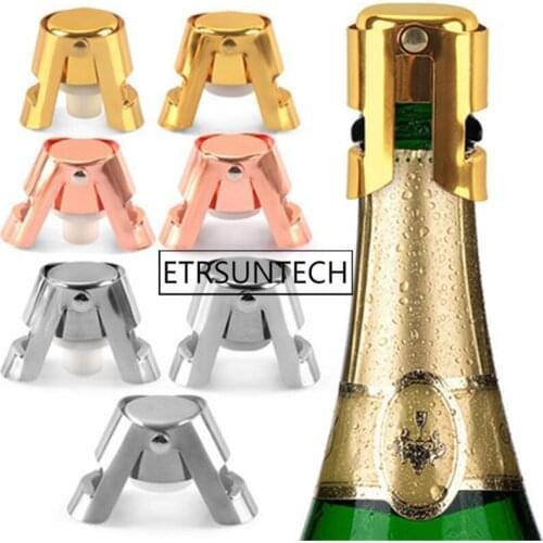 100pcs Stainless Steel Bottle Stopper Silicone Wine Champagne Stoppers Creative Style Wine Mouth Easy To Use