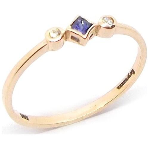 14k Gold Natural Sapphire and Diamond Light Ring PY1491-19