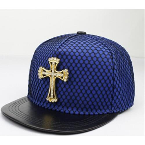 2021 Acrylic Metal Cross Baseball Cap Adjustable Hip-hop Cap Snapback Cap Hats for Men and Women