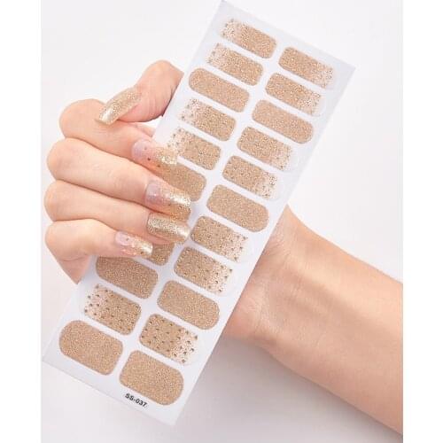 22 Tips/Sheet Pure Gold And Decorative Nail Stickers Fashion Nail Stickers Nails Art Decoration Glitter Series Nail Strips