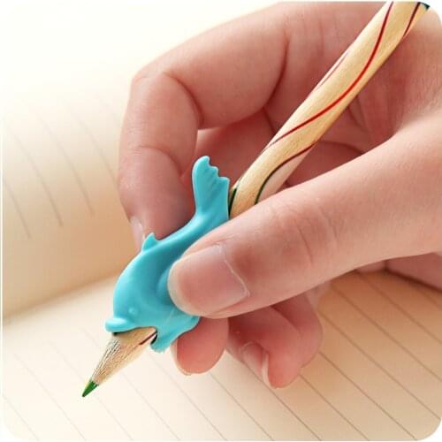 5 Pcs Silicon Dolphin Fish Style Writing Posture Wobi Correction Children Students Pencil Pen Holder NK-Shopping