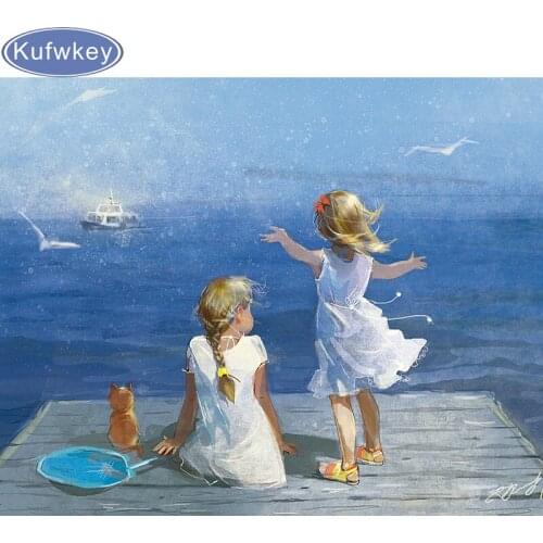 5d Diamond Embroidery Cross Stitch Landscape "Dreams about the sea"Diamond Painting girl Diamond Mosaic Rhinestone Picture