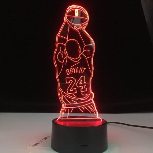 Basketball Jump Shoot Figure Back View Bedroom Decor Nightlight Led Night Light Desk 3d Lamp Dropshipping Bryant Memorial Gifts