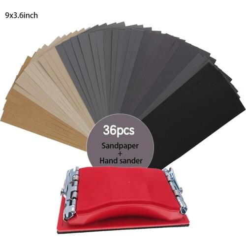 36pcs Sandpaper 120 to 3000 Girt Sand Paper Assortment Wet Dry Waterproof Abrasive Sanding Sheets with Sanding Block Sander
