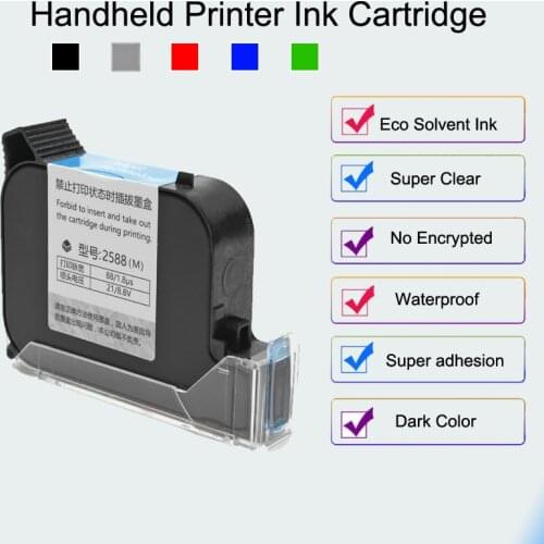 Vilaxh 2588 Ink Black Red Blue Green Ink Cartridge Quick-Drying 12.7mm Print Height Universal for Handheld Inkjet Printer