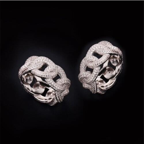 Chain Hiphop Lab Diamond Ring Real 925 sterling silver Jewelry Anniversary Wedding band Rings for Women men Iced out Party Bijou