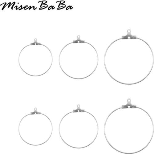 20PCS/lots Stainless Steel Round Circle Hoops Ear Wire Earrings Finding For Jewelry DIY Making Hanging Ear Hook Accessories