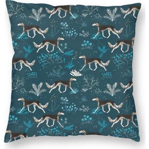 Grizzle Salukis Flowers Pattern Square Pillow Cover Home Decorative Dog Pet Lover Cushion Cover Throw Pillow for Car Printing