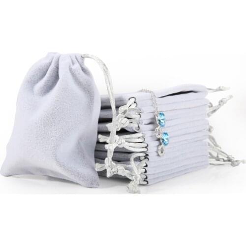 1 Pc Velvet Drawstring Pouches Gift Bags Jewelry Velvet Bag Pink Gray Earrings Ring Storage Jewelry Gift Display Packing Bags