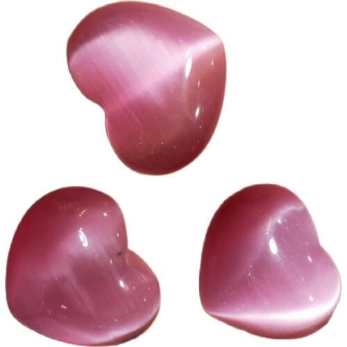 Fashion Crystal Colorful Heart Shape Cats Eye Mineral Love Gems Health Energy Healing Stone Home Decoration Collection Gift