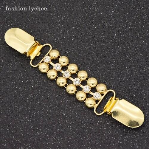 Fashion lychee Silver Gold Color Metal Sweater Clips With Crystals For Women Fashion Clothes Jewelry Accessories