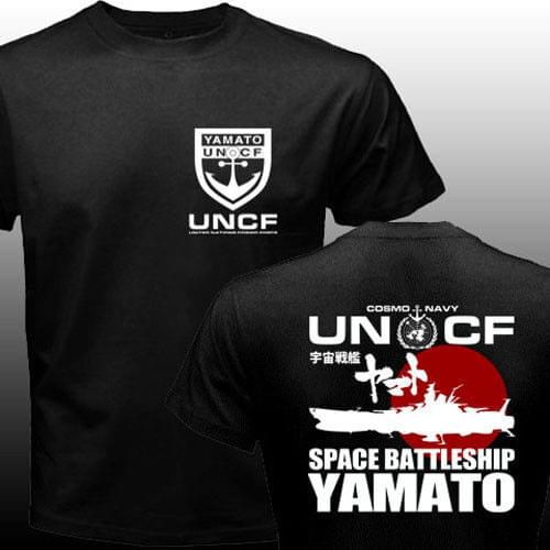 2018 New Short Sleeve Men New Space Battleship Yamato Star Blazers UNCF Navy Japan Manga Anime T-shirt 100 % Cotton Tee For Men