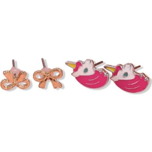 9 Pairs Cute Small Butterfly Bowtie Stud Earrings Set For Kids Girls 652B