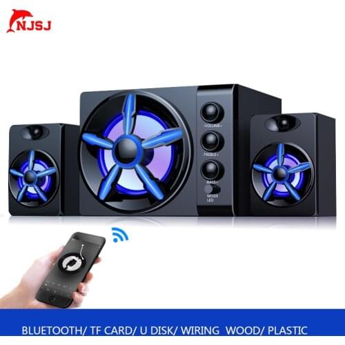 NJSJ Computer Speaker 4D Surround Sound Subwoofer Notebook Computer Music Speaker Stereo Cable RGB Speaker