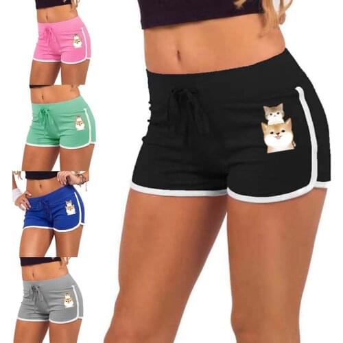 New Arrival Shorts Women High Waist Elasticated Leggings Push Up Gym Training Tights Pocket Dogs Printing Short