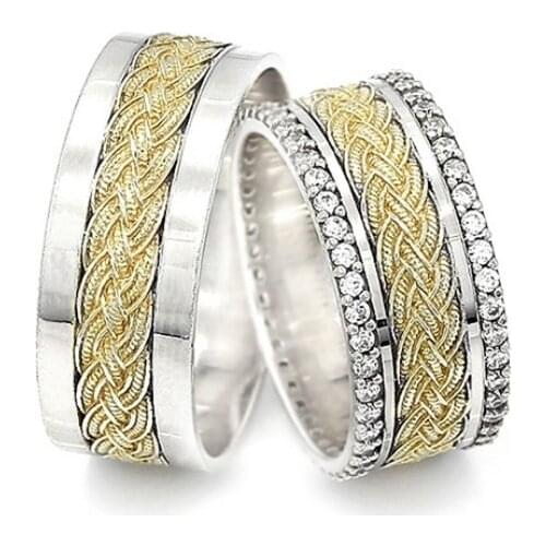 Couple Wedding Ring Sterling Silver 925 Woman And Man Luxury Jewelry Bands Engagement Anniversary Anatolian Civilization Models