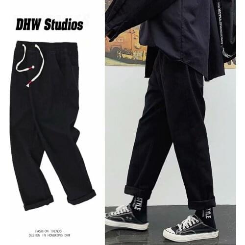 Wholesale Retro Denim jeans mens Korean loose trend students all-match wide-legged youth casual straight teenagers Harem pants