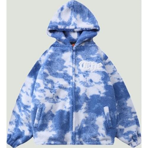 Hooded Lamb Wool Parkas Mens Harajuku Furry Letter Embroidery Color Block Patchwork Winter Thick Warm Oversized Jackets Couples