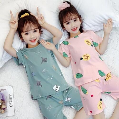 Boys Girls Pijamas Kids Set Enfant Sleepwear Childrens Pyjamas Clothing Sets Kids Pajamas 2-12 Years summer Cartoon Pyjamas
