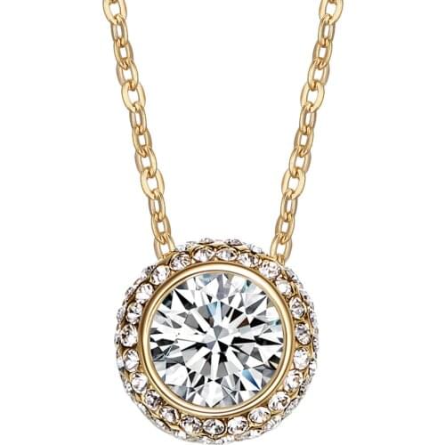 COCOM Top Quality Simple Charm Pendant Womens Necklace with Clear Round Crystals from Austria Fashion Jewelry Wholesale Items