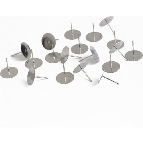 100pcs Stainless Steel Blank Earring Stud Base Fit 3 4 5 6 8 mm Cabochon Cameo Settings DIY Jewelry Making Accessories Supplies