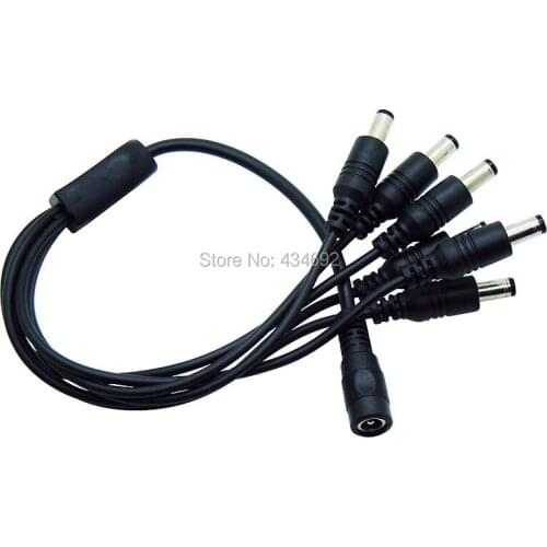 1 Female to 6 Male Power Splitter Connections Splitter Plug Power Cord 2.1mm Jack on Saving Power Supply For Led CCTV Cameras