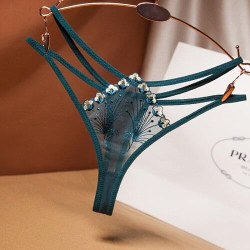 Embroidered Sexy Lace Women Underwear Seamless G-String Brief Panties Low Waist Thong Comfortable Lingerie Thong 2021 New Design