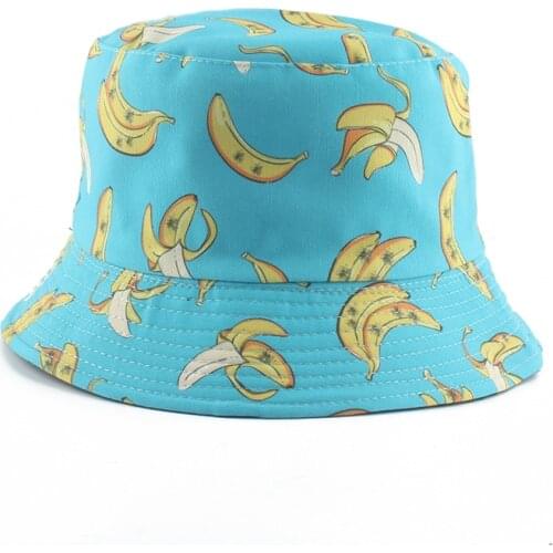 New Fashion Panama Bucket Hat Men Women Summer Bucket Cap Banana Print Bob Hat Hip Hop Gorros Reversible Fisherman Hat