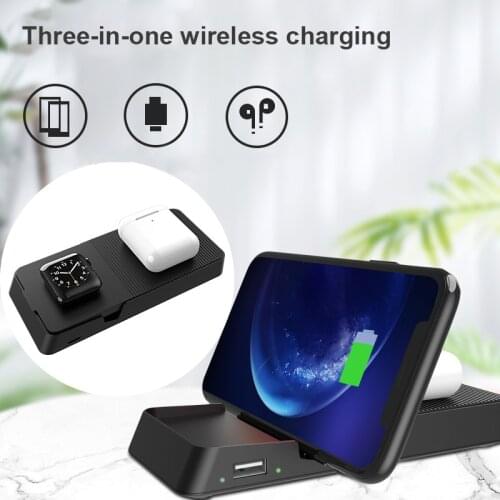 Folding 10W Wireless Charger USB Fast Charging For iPhone/AirPods//iWatch Mobile Phone Charger For Samsung Huawei Quick Chage