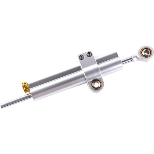 Silver Universal Motorbike Adjustable Steering Damper Hydraulic Stabilizer for Ducati Kawasaki