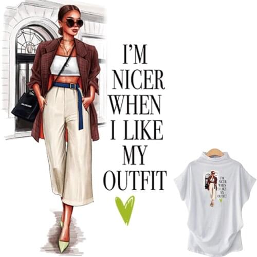 Iron On Patches Nice Outfit Woman Vinyl A-Level Washable Hoodies Tops Thermal Press Diy Patch For Clothes Hat Shoes