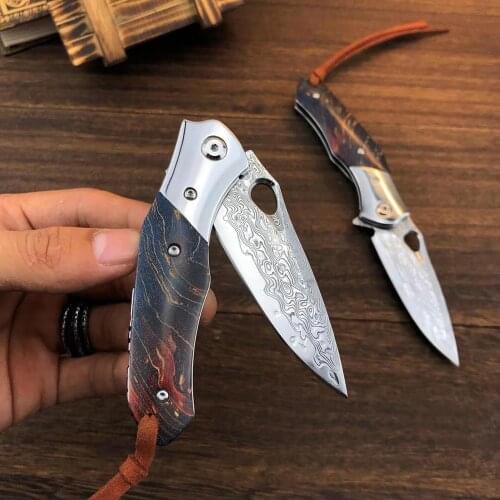VG10 Damascus steel Tactical Camping Pocket Knife Outdoor Survival Hunting EDC Combat Portable Tools OEM Best Gift