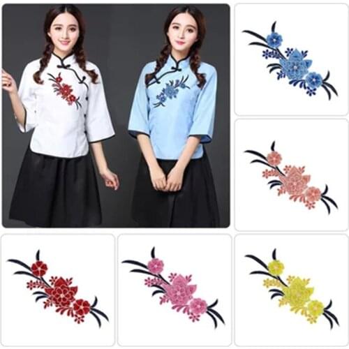 Embroidery Of 3D Large Flowers Applique Patches Sew on Patches Lace Fabric Motif Clothes Decorated DIY Craft Sewing on Supplies