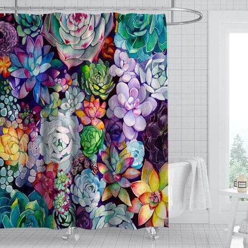 Green Tropical Shower Curtains Leaves Printed 3D Curtains for Bathroom Natural Plant Polyester Waterproof Bathroom Curtains