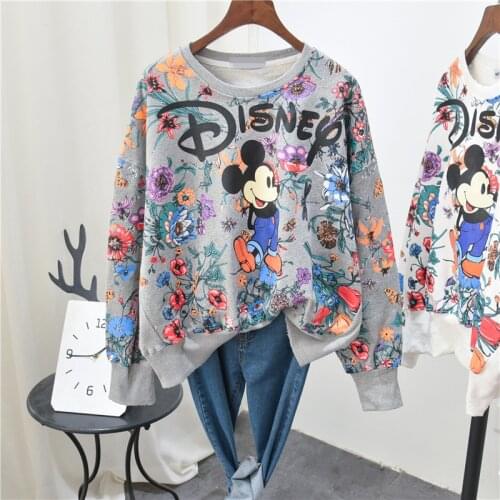 Disney Mickey Mouse Women Hoodies Cartoon Korean Style Autumn Spring Sweatshirts Long Sleeve New Clothes Harajuku Hoodies Casual