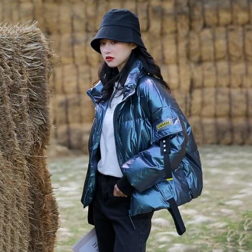 Winter Coat Women 2021 Loose Casual Black blue Short Parka Mujer Down Cotton Solid Plus Size Overcoat Ladies Warm Jacket Female