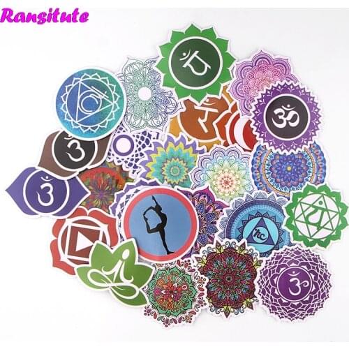24pcs/set Yoga Sticker Computer Skateboard Luggage Waterproof Sticker JDM Graffiti Applique Cool As Picture R543