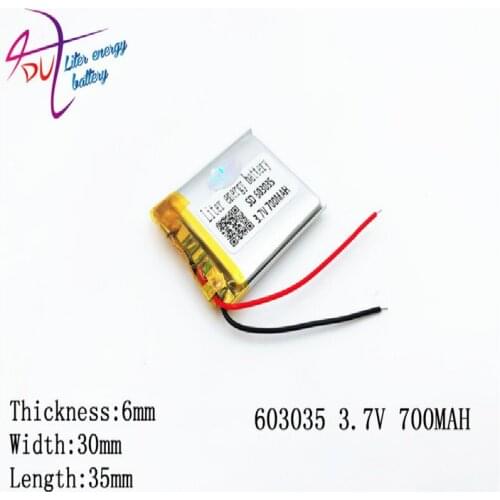 3.7V 700mAH 603035 (polymer lithium ion / Li-ion battery ) for Smart watch,GPS,mp3,mp4,cell phone,speaker