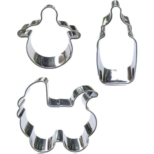 Nipple, Bottle, Pram shape 3 pieces cookies vegetable cutting molds, baking tools, cake decorating soft candy tools