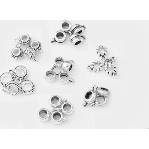 30pcs Round Slider Beads Spacer Bail For 3mm/4mm/5mm Round Leather Cord Bracelet Necklace Jewelry Material