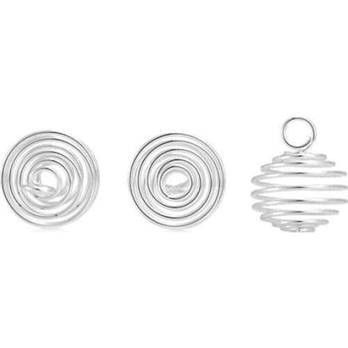 50PCs Silver Spiral Bead Cages Pendants Jewellery Making Crafting 18mmx15mm