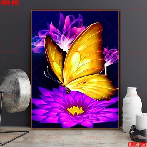 5d landscape diamond painting butterfly flower DIY Round full diamond ornament mosaic diamond embroidery kit home decoration