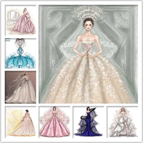 Wedding dress new DIY crystal full diamond embroidery 5D diamond painting cross stitch kit mosaic wedding dress hall decoration