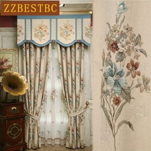 American top luxury villa chenille jacquard blackout curtains for living room windows high quality elegant curtains for bedroom