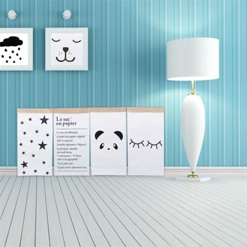 Zakka Large Cartoon Heavy Kraft Paper Bag Children Baby Toys Clothes Organizer Pouch Storage Bag Laundry Bag Home Decoration